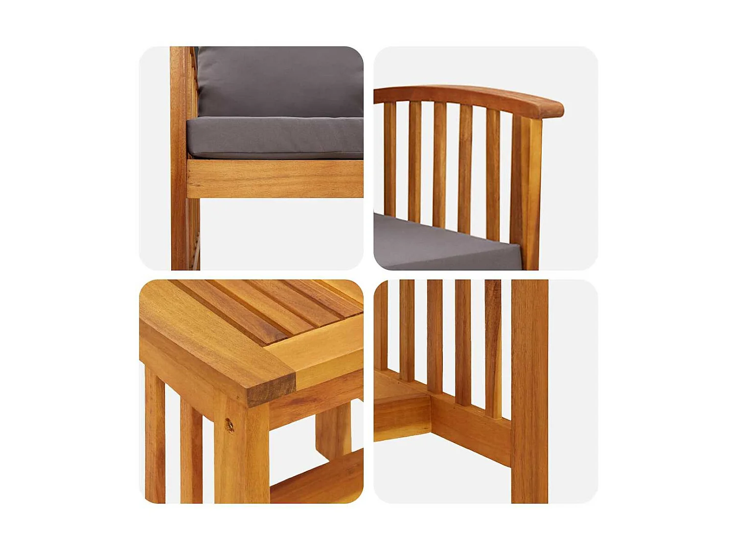 Set Divano da Giardino 3 pcs Marrone legno massello di acacia