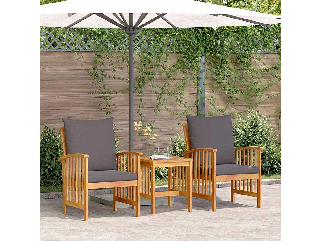 Ensemble de canapé de jardin avec coussin 3 pcs Huile Naturelle