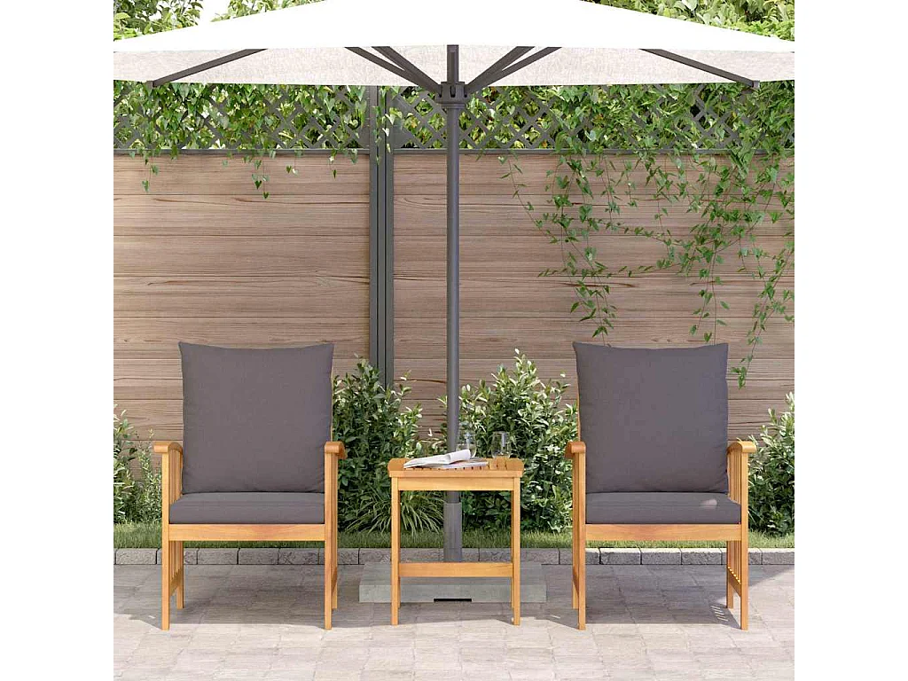 Ensemble de canapé de jardin avec coussin 3 pcs Huile Naturelle