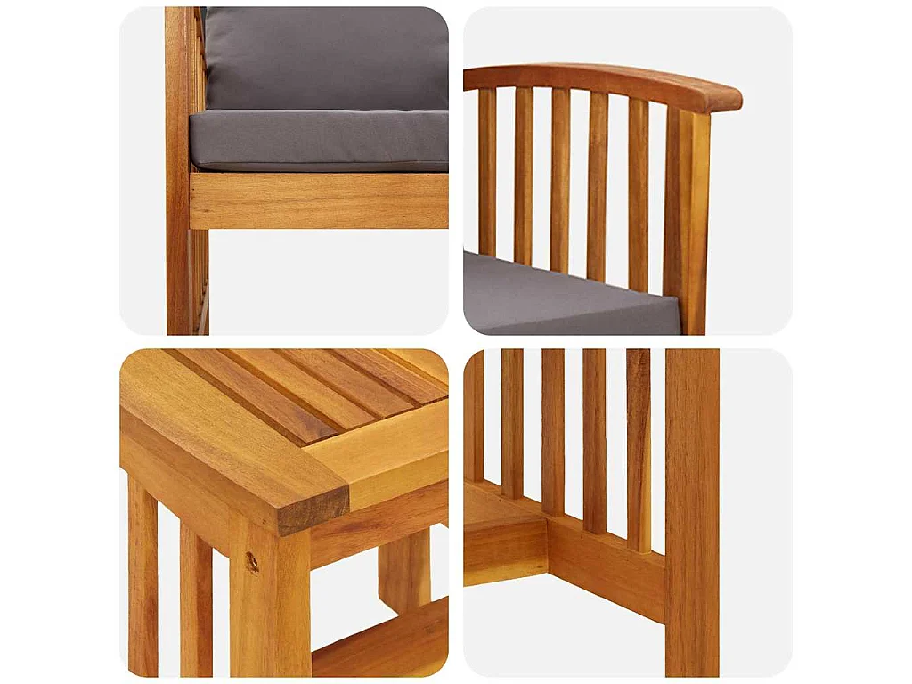 Gartensofa-set mit Kissen 3 pcs Öl-Natur Massivholz Akazie
