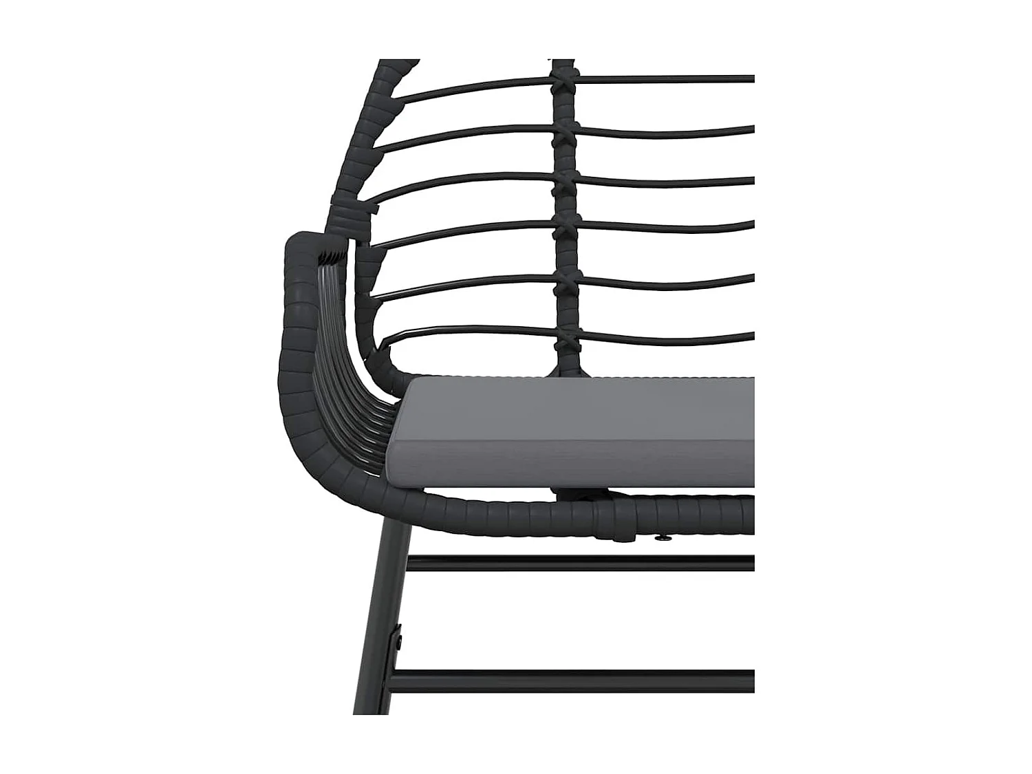 Ensemble à manger de jardin coussins 7pcs noir poly rotin verre