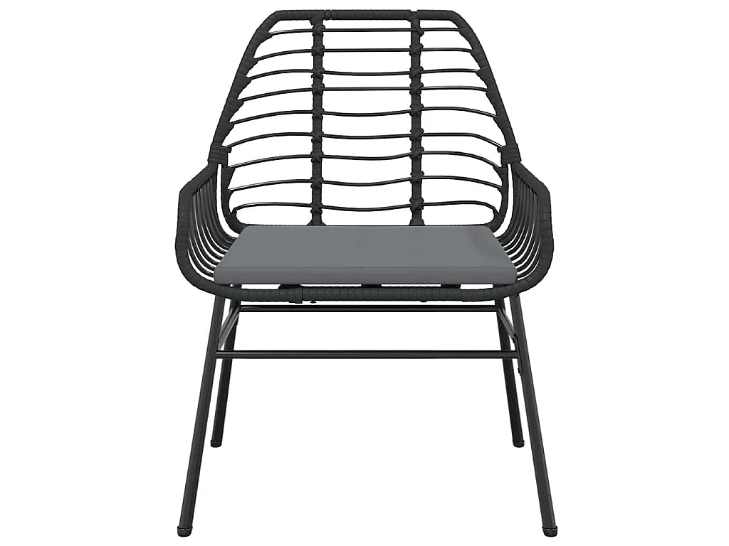 5-delige Tuinset met kussens poly rattan glas zwart