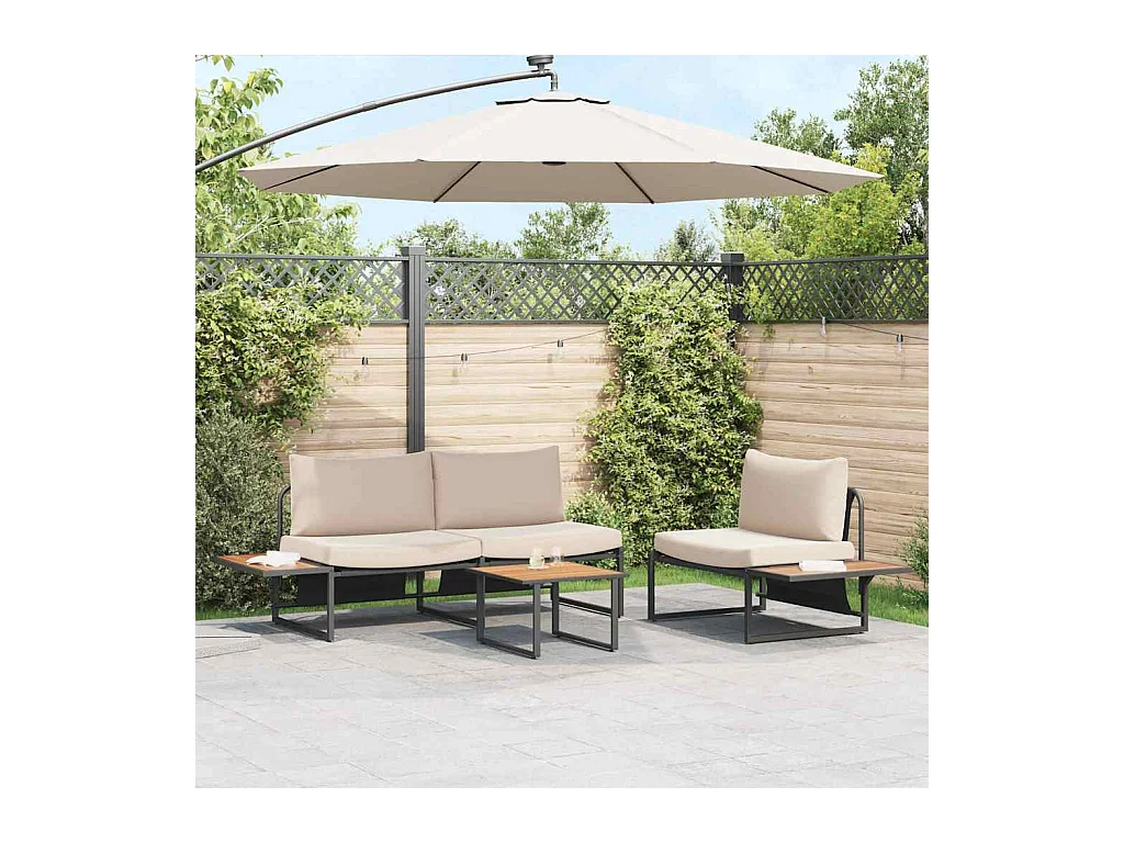 Ensemble de salle à manger pour jardin 3 pcs Taupe Acier