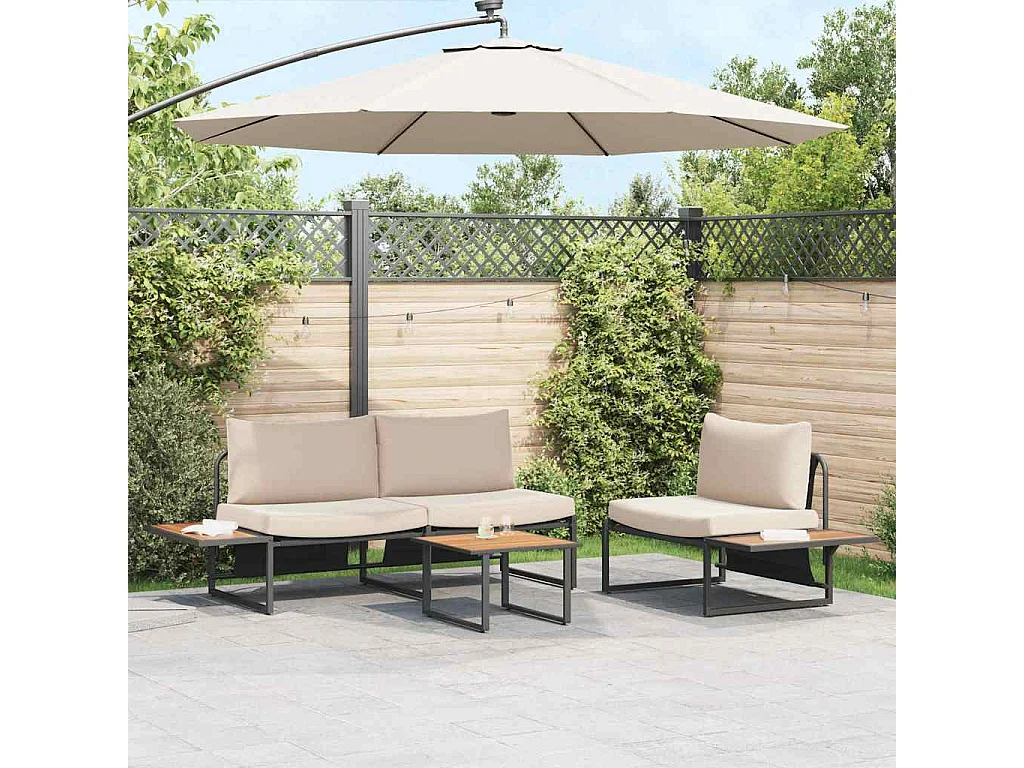 Ensemble de salle à manger pour jardin 3 pcs Taupe Acier