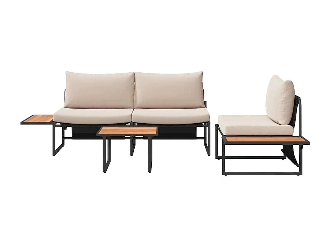 Ensemble de salle à manger pour jardin 3 pcs Taupe Acier