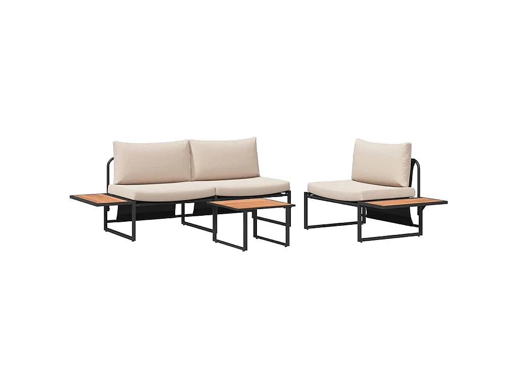 Ensemble de salle à manger pour jardin 3 pc Taupe Acier