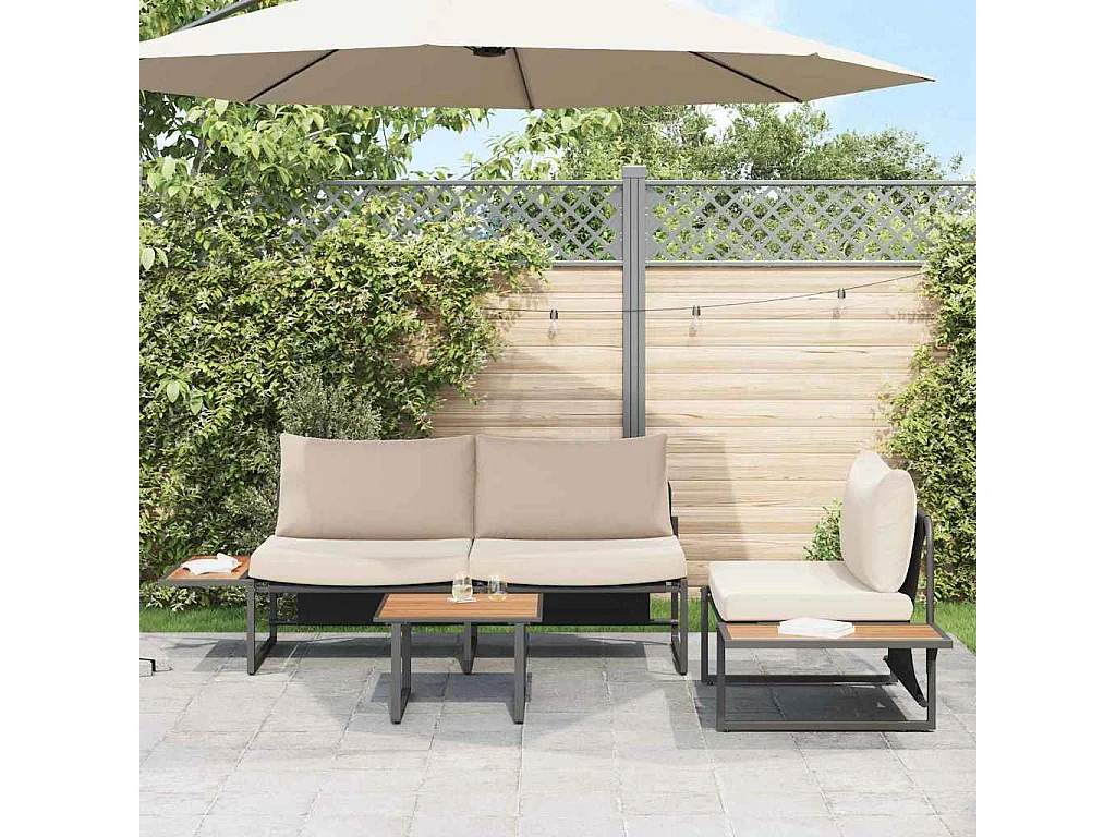 Ensemble de salle à manger pour jardin 3 pc Taupe Acier