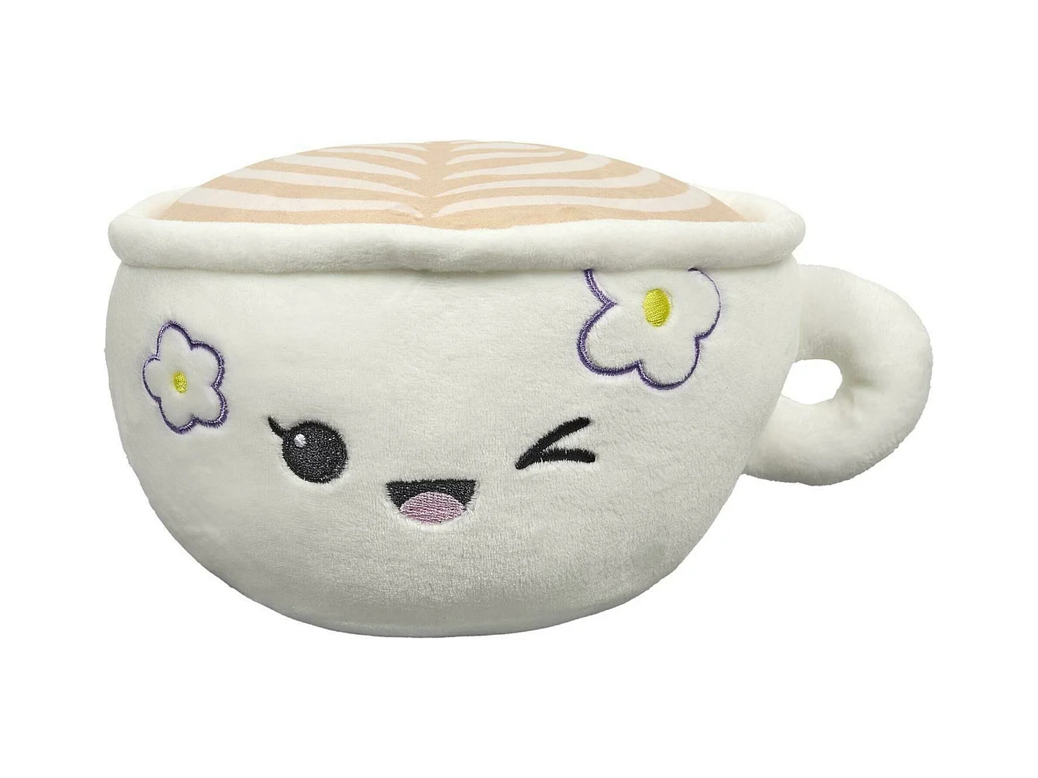 Peluche en polyester forme tasse de café collection KAWAII blanc