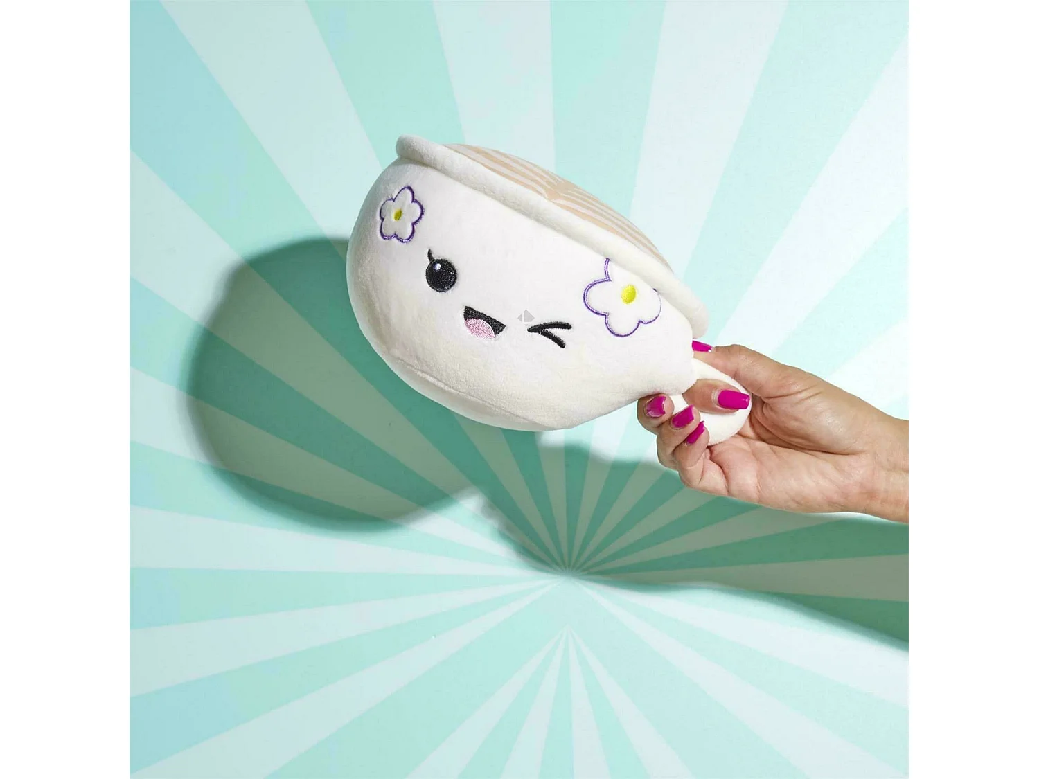 Peluche en polyester forme tasse de café collection KAWAII blanc