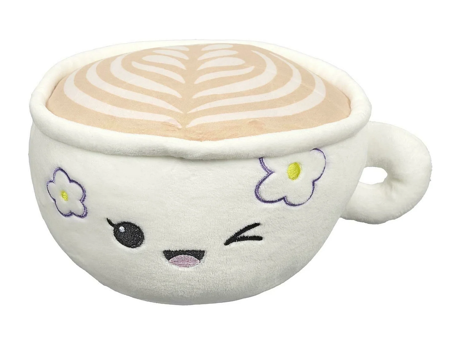 Peluche en polyester forme tasse de café collection KAWAII blanc