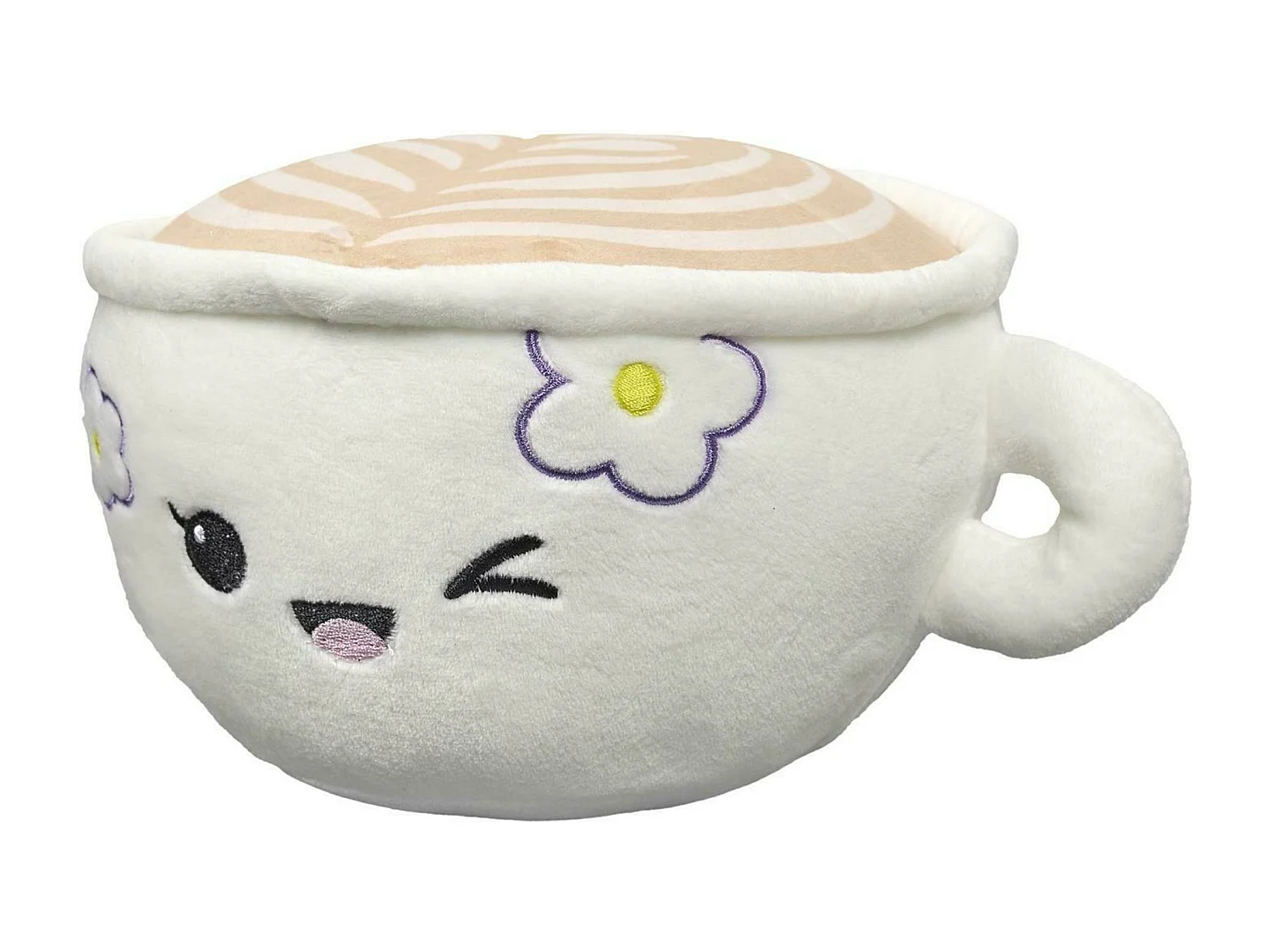 Peluche en polyester forme tasse de café collection KAWAII blanc