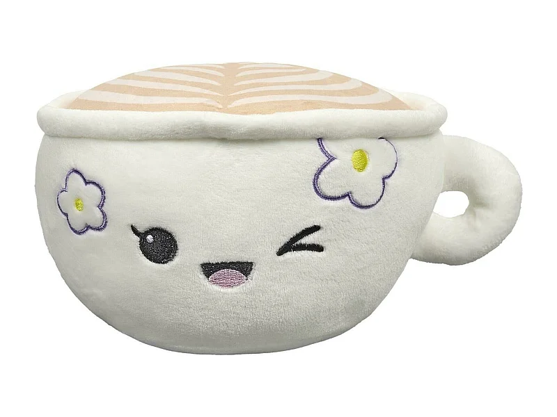 Peluche en polyester forme tasse de café collection KAWAII blanc