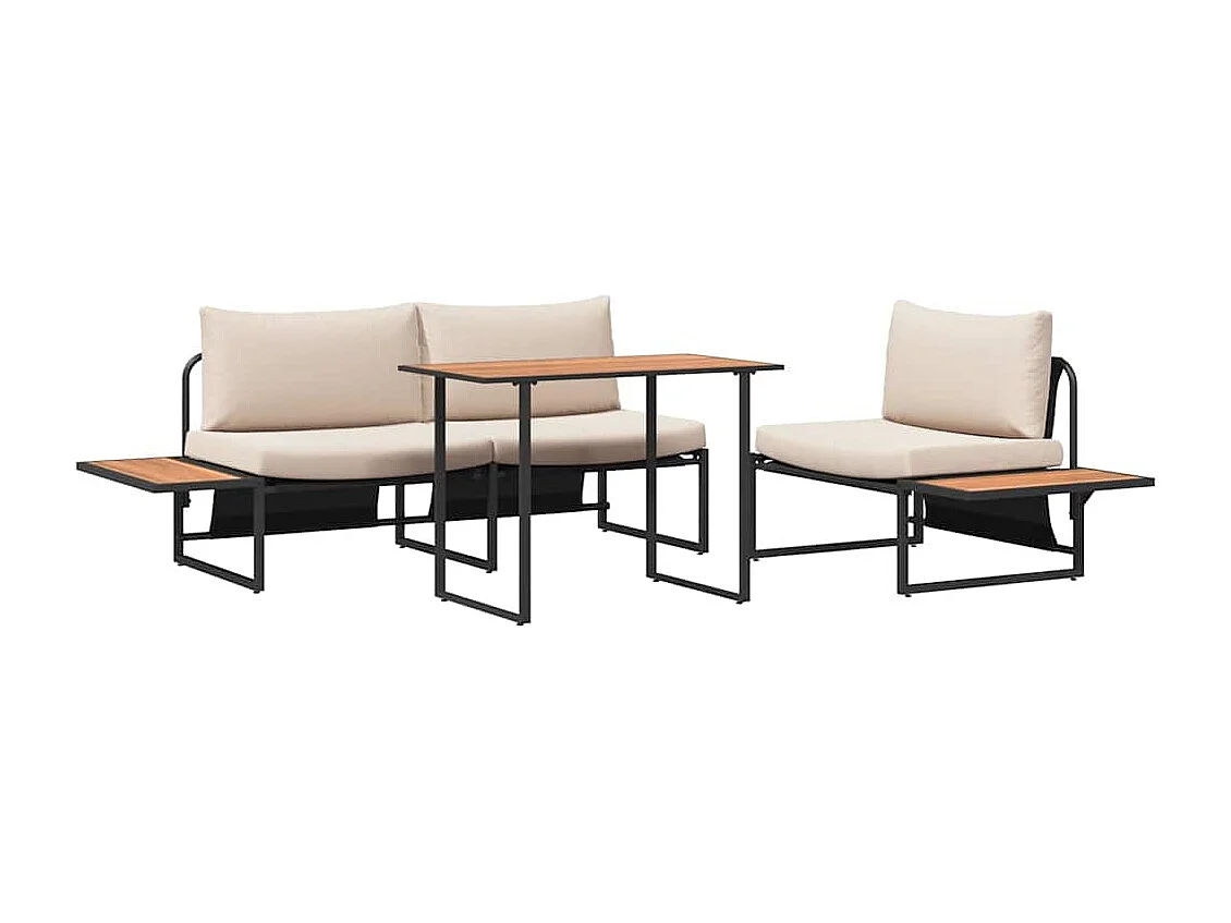 Ensemble de salle à manger pour jardin 3 pcs Taupe Acier