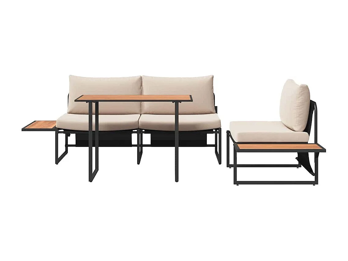 Ensemble de salle à manger pour jardin 3 pcs Taupe Acier