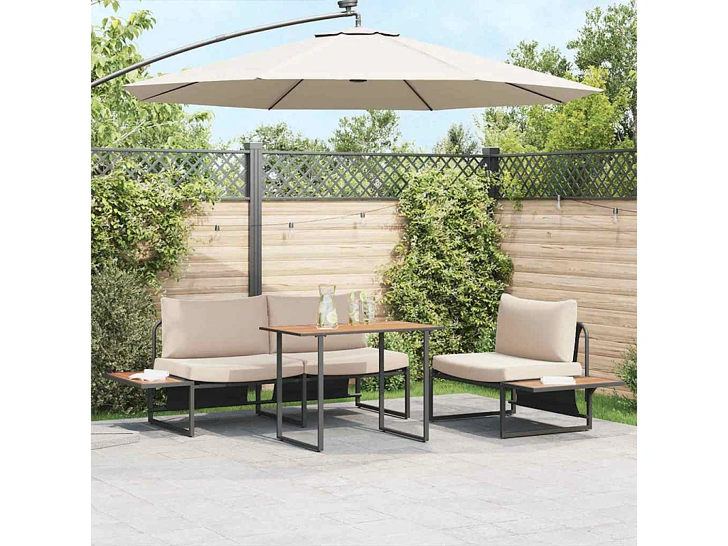 Ensemble de salle à manger pour jardin 3 pcs Taupe Acier