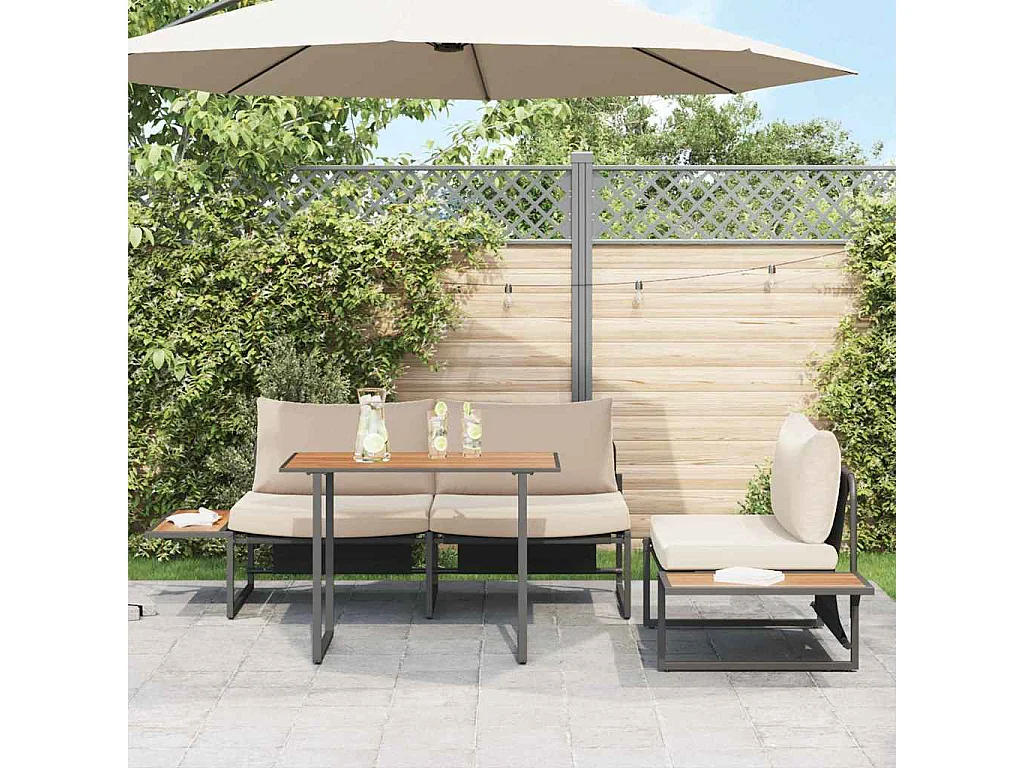Ensemble de salle à manger pour jardin 3 pcs Taupe Acier