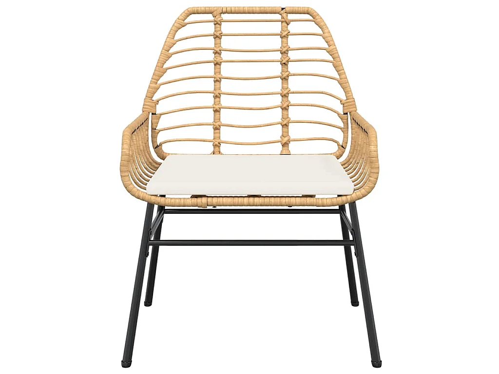 3-tlg. Garten-Essgruppe mit Kissen Braun Poly Rattan Glas