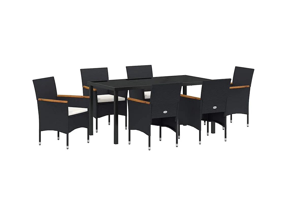 Ensemble de salle à manger pour jardin 7 pcs Noir Poly rotin