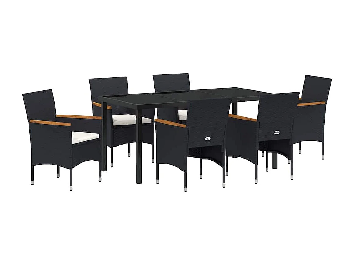 Ensemble de salle à manger pour jardin 7 pcs Noir polyrotin