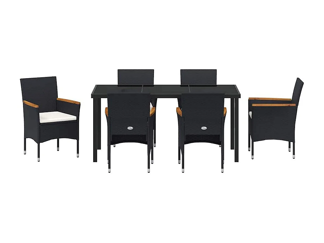 Ensemble de salle à manger pour jardin 7 pcs Noir polyrotin