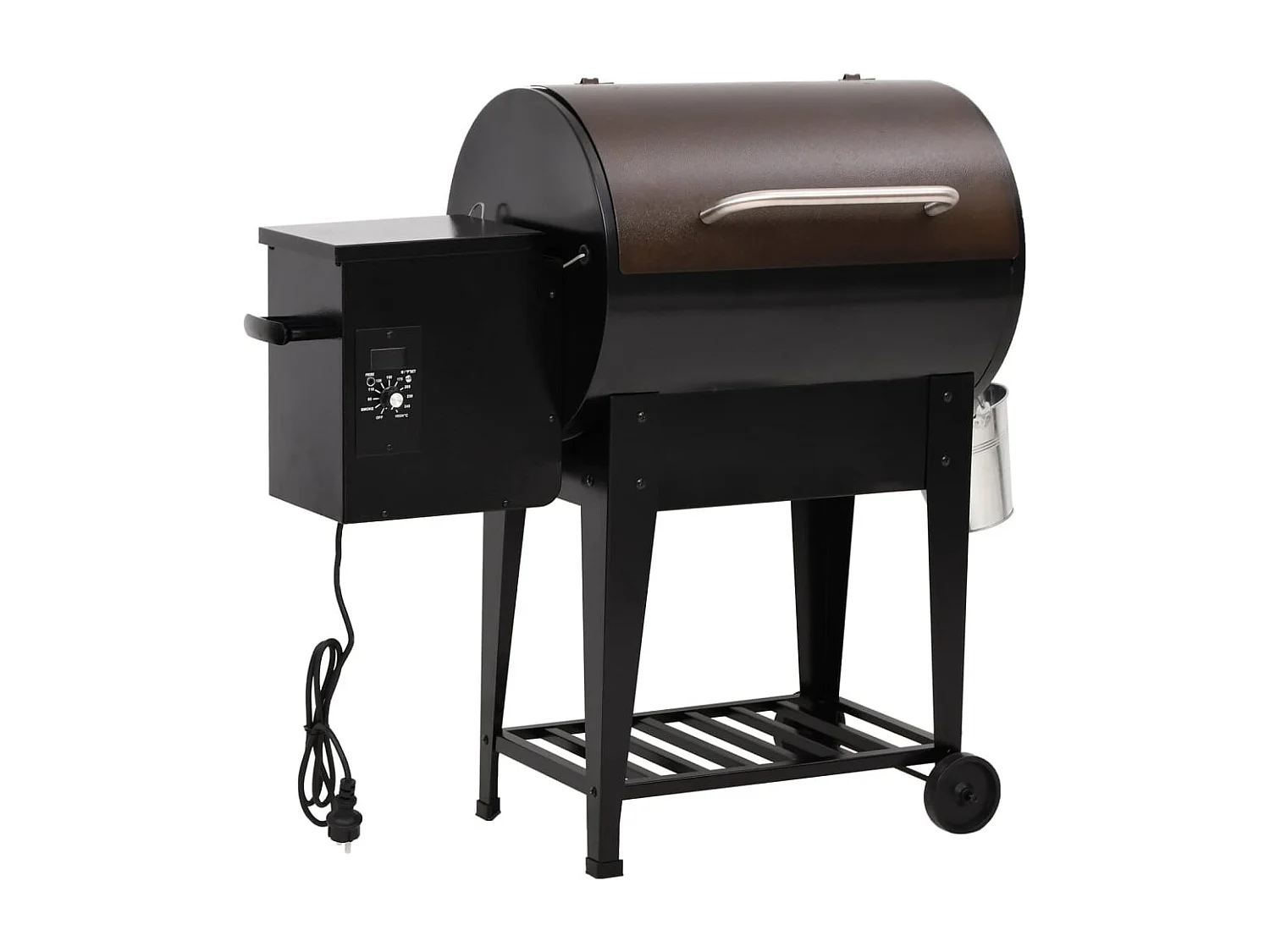 Gril à granulés avec étagère inférieure noir 94 cm fer