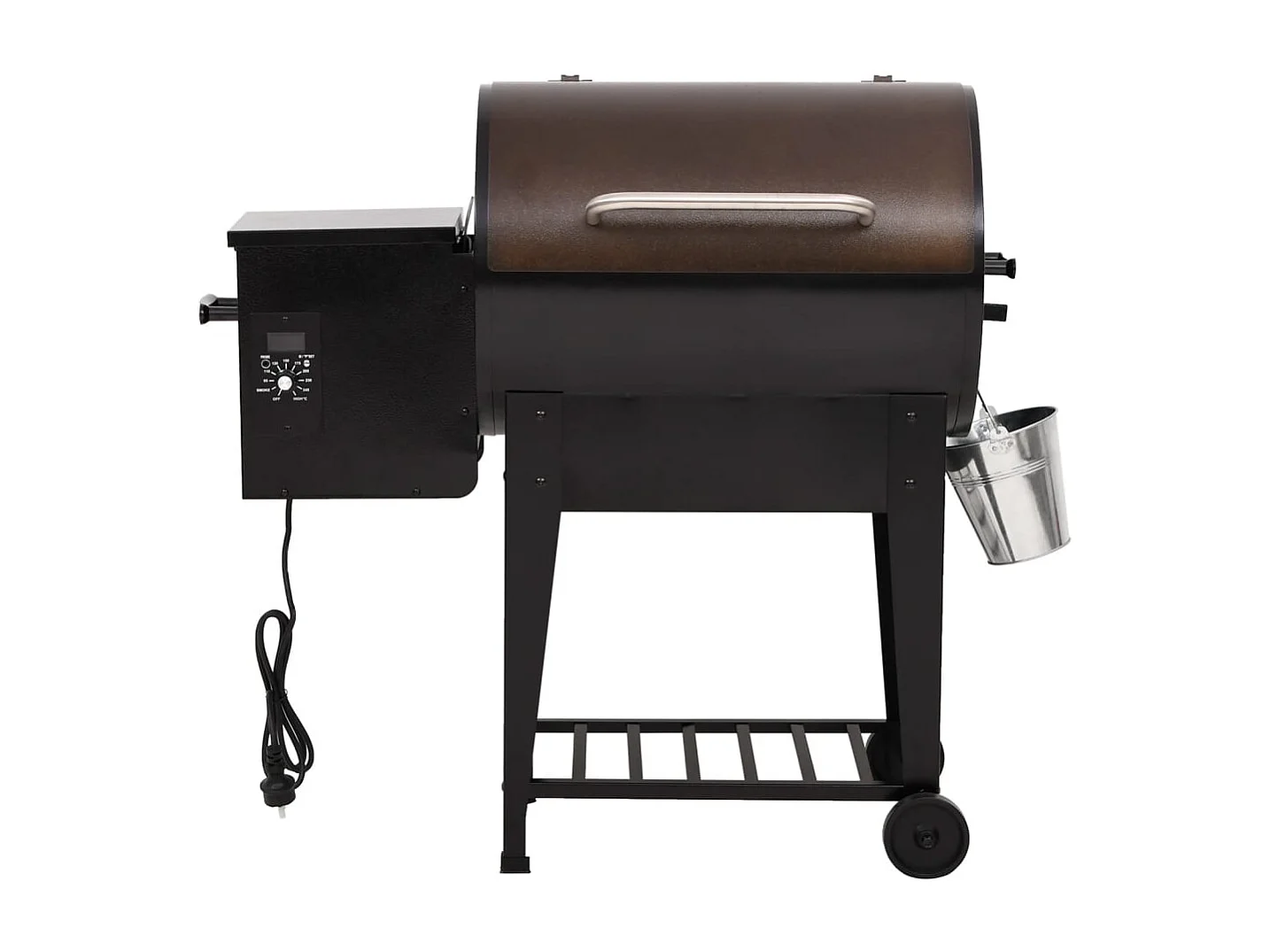 Gril à granulés avec étagère inférieure noir 94 cm fer