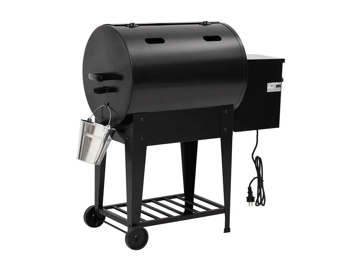 Gril à granulés avec étagère inférieure noir 94 cm fer