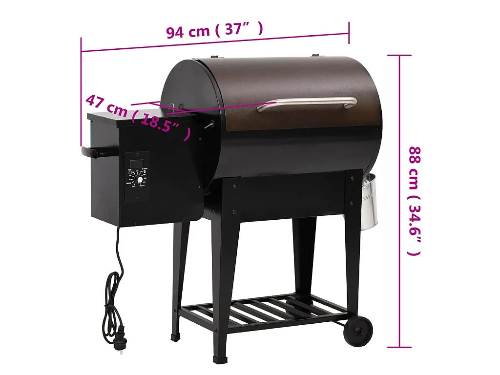 Pelletgrill mit Ablage Schwarz 94 cm Eisen