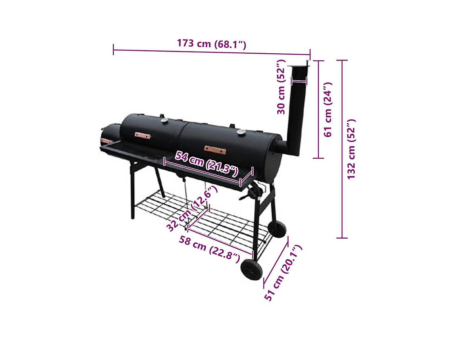Barbecue à fumoir Nevada XL Noir