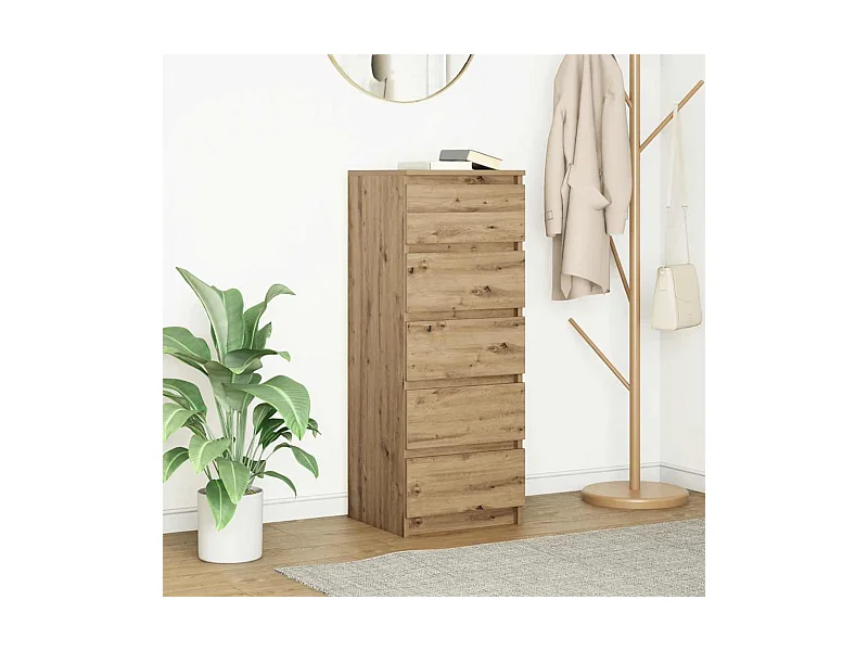 Buffet et tiroirs chêne artisanal 37,5x35x99 cm bois ingénierie