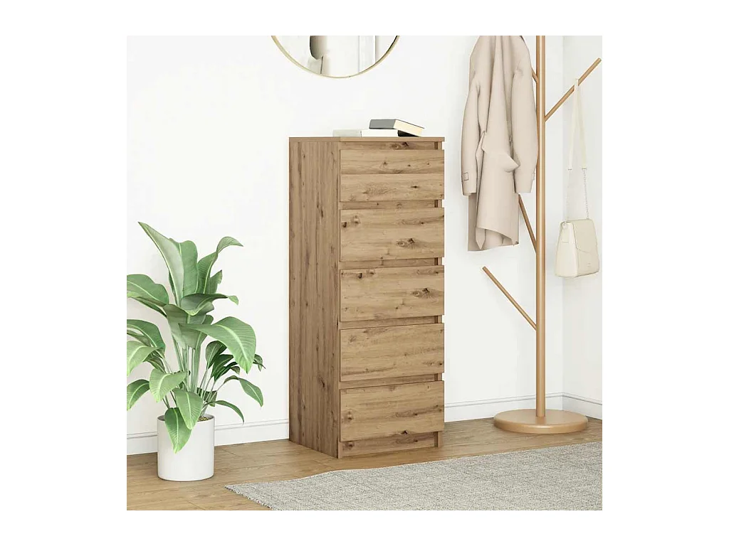 Buffet et tiroirs chêne artisanal 37,5x35x99 cm bois ingénierie