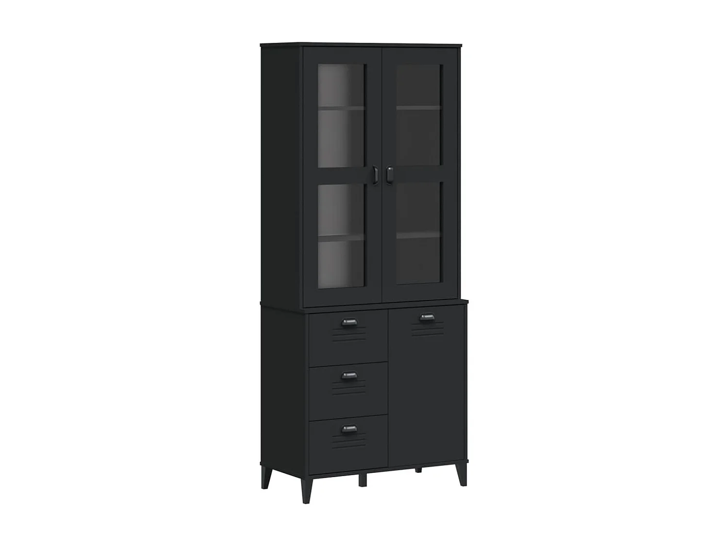 Credenza VIKEN Nera 80x40x190 cm in Legno Massello di Pino