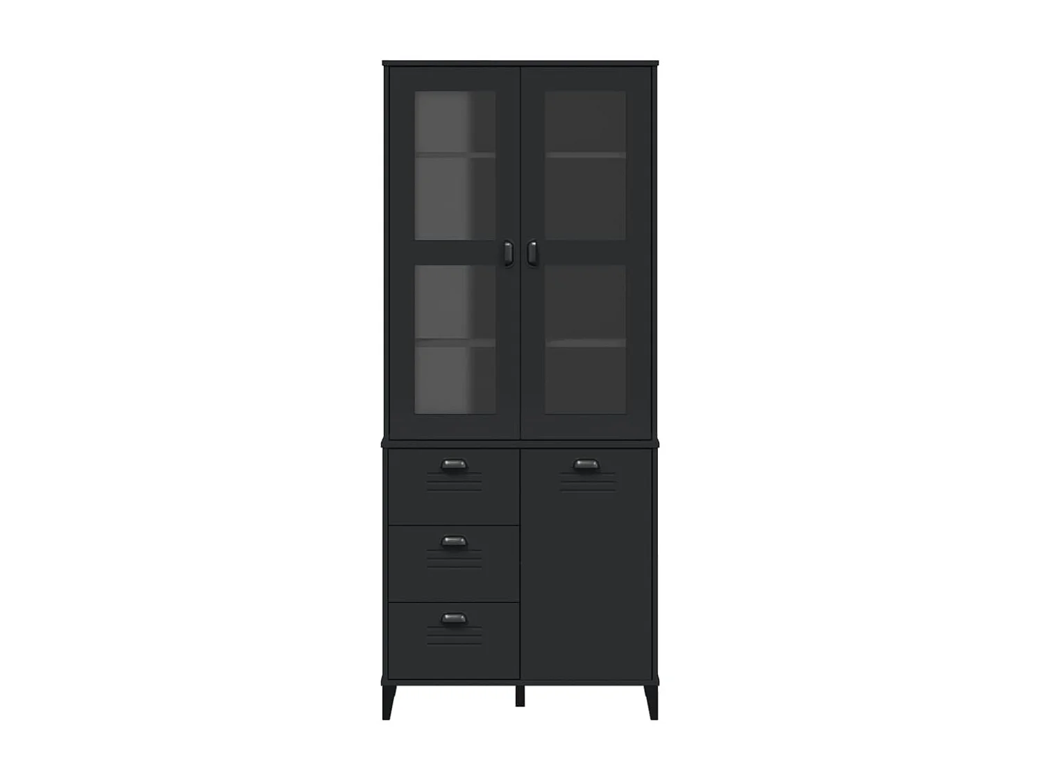 Credenza VIKEN Nera 80x40x190 cm in Legno Massello di Pino