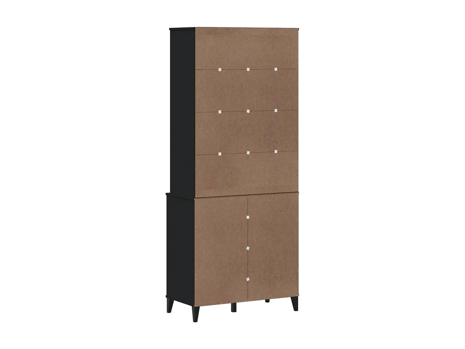 Credenza VIKEN Nera 80x40x190 cm in Legno Massello di Pino