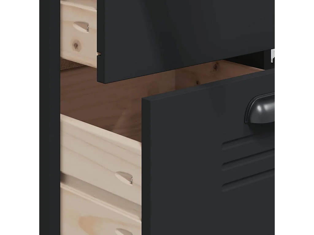 Credenza VIKEN Nera 80x40x190 cm in Legno Massello di Pino
