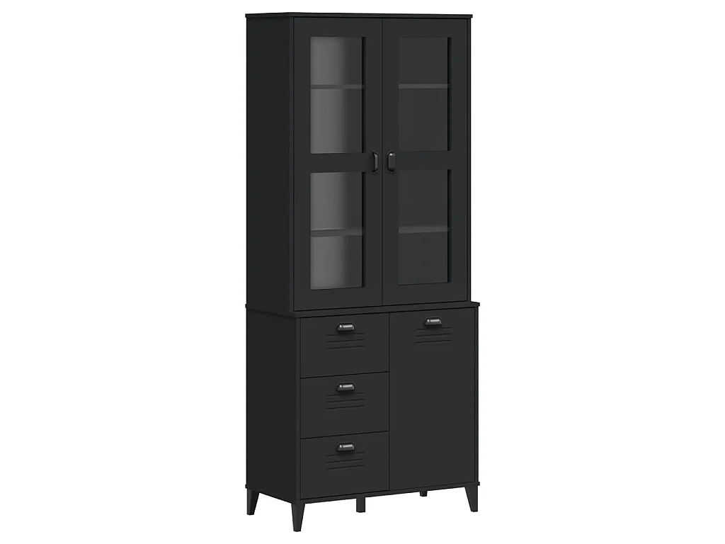 Credenza VIKEN Nera 80x40x190 cm in Legno Massello di Pino