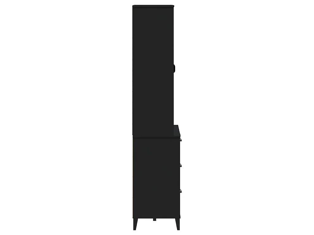 Credenza VIKEN Nera 80x40x190 cm in Legno Massello di Pino