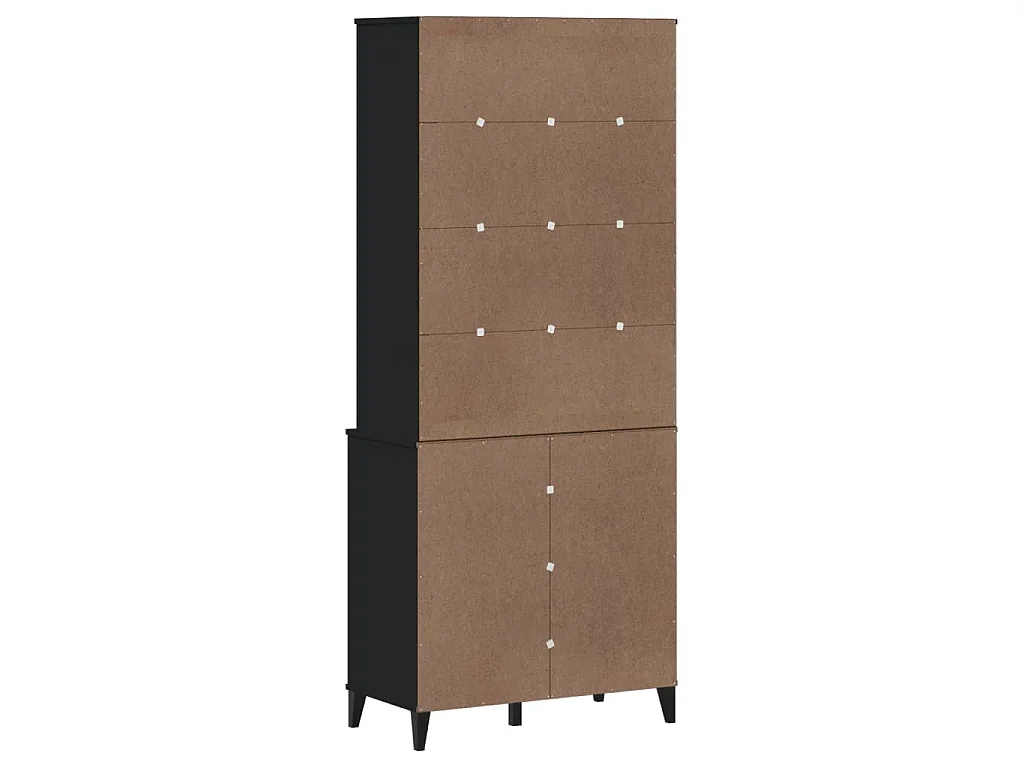 Credenza VIKEN Nera 80x40x190 cm in Legno Massello di Pino