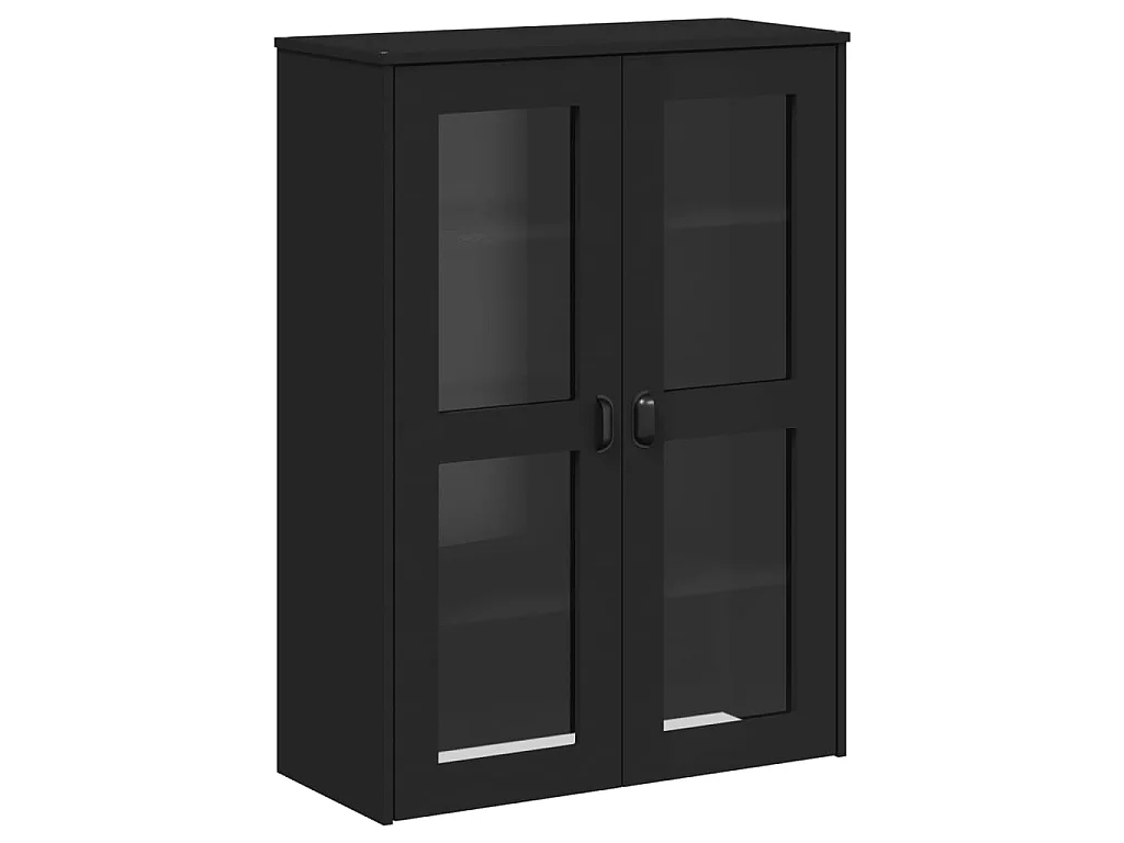 Credenza VIKEN Nera 80x40x190 cm in Legno Massello di Pino