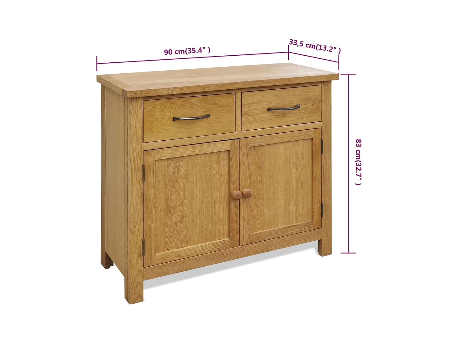 Buffet 90 x 33,5 x 83 cm Bois de chêne massif