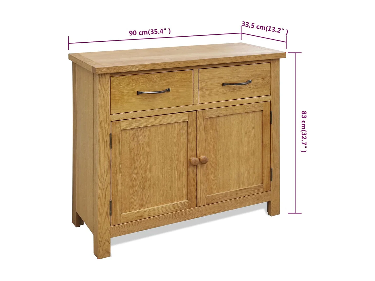 Buffet 90 x 33,5 x 83 cm Bois de chêne massif