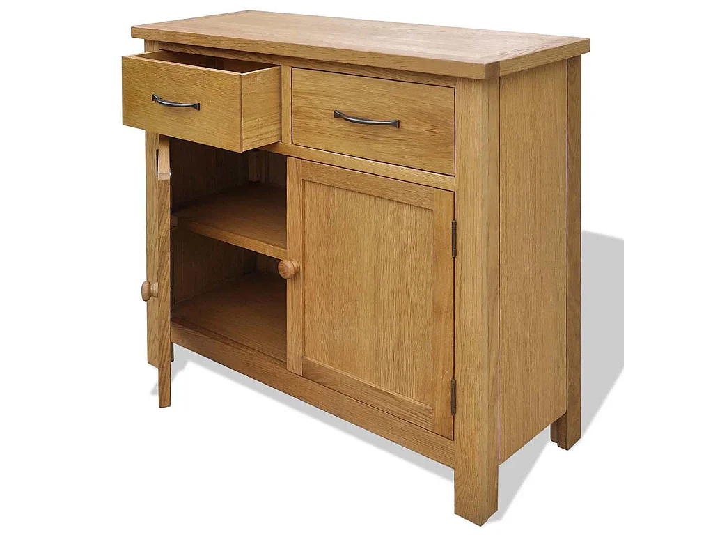Aparador de madera maciza de roble 90x33,5x83 cm