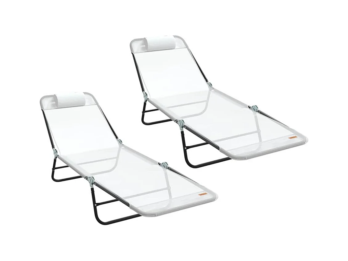 Klappbare Sonnenliege 2 pcs Creme 182 x 55 x 85,5 cm Textilene