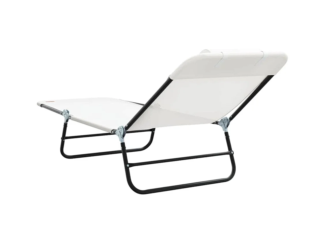 Klappbare Sonnenliege 2 pcs Creme 182 x 55 x 85,5 cm Textilene