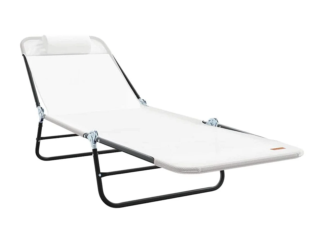 Chaise longue pliante 2 pcs Crème 182 x 55 x 85,5 cm Textilène