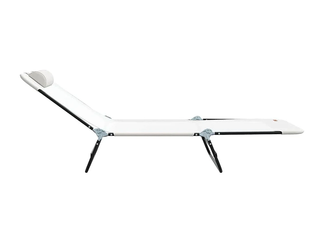 Chaise longue pliante 2 pcs Crème 182 x 55 x 85,5 cm Textilène