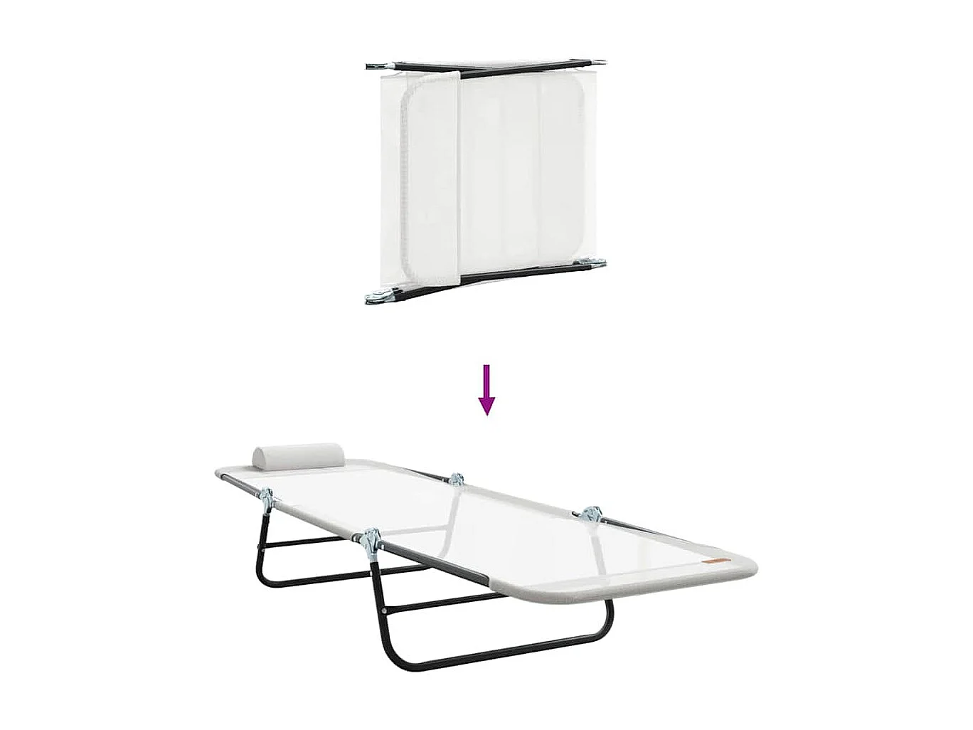 Chaise longue pliante 2 pcs Crème 182 x 55 x 85,5 cm Textilène