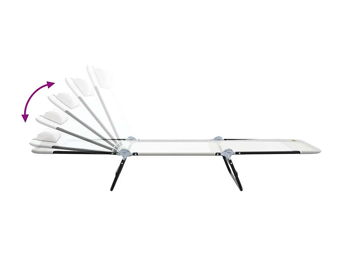 Chaise longue pliante 2 pcs Crème 182 x 55 x 85,5 cm Textilène