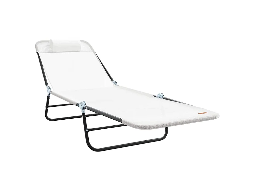 Chaise longue pliante 2 pcs Crème 182 x 55 x 85,5 cm Textilène