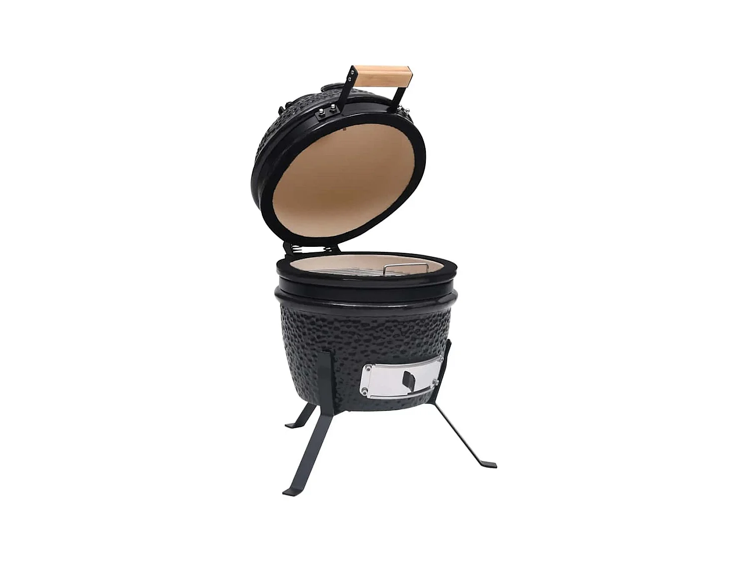 Barbecue à fumoir Kamado 2-en-1 Céramique 56 cm Noir